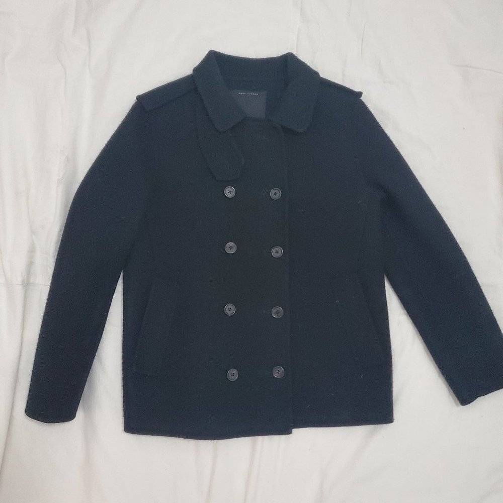 Marc Jacobs Classic Black Wool Peacoat